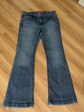 Cinch Dark Blue Flared Jeans with Frayed Hem
